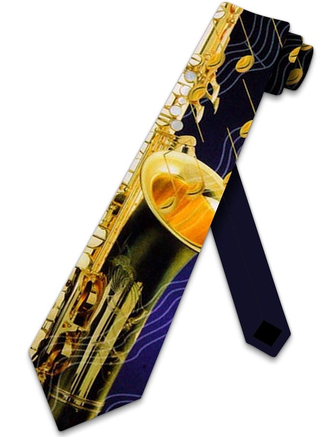Three Rooker Saxophone and Music Notes Tie Mens Neckties - Image 1